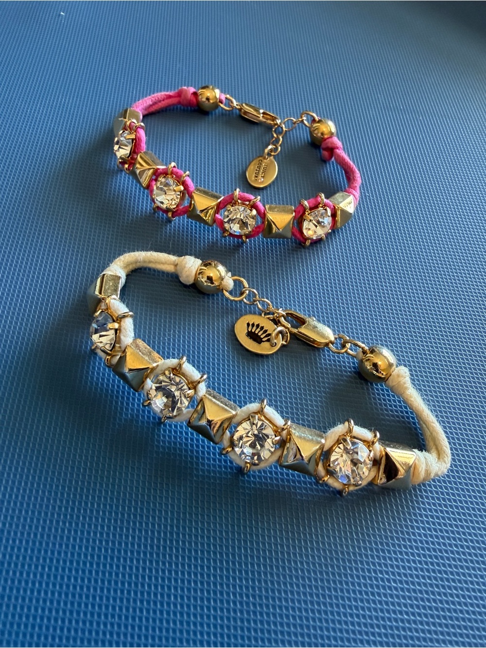 💕 Juicy Couture Pyramid Rhinestone Wrap Bracelet Bundle — Pink & Cream